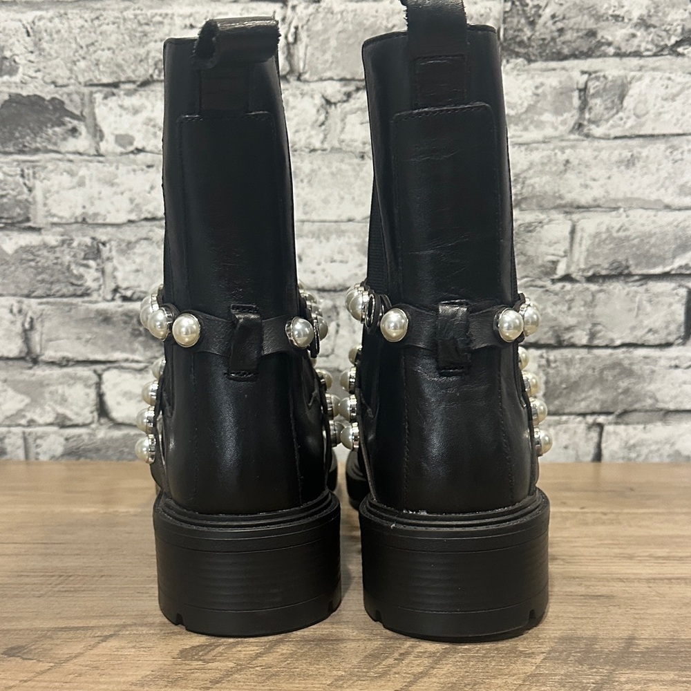 EUC Zara Black Ankle Boots with Pearl Embellishments - Picture 6 of 11